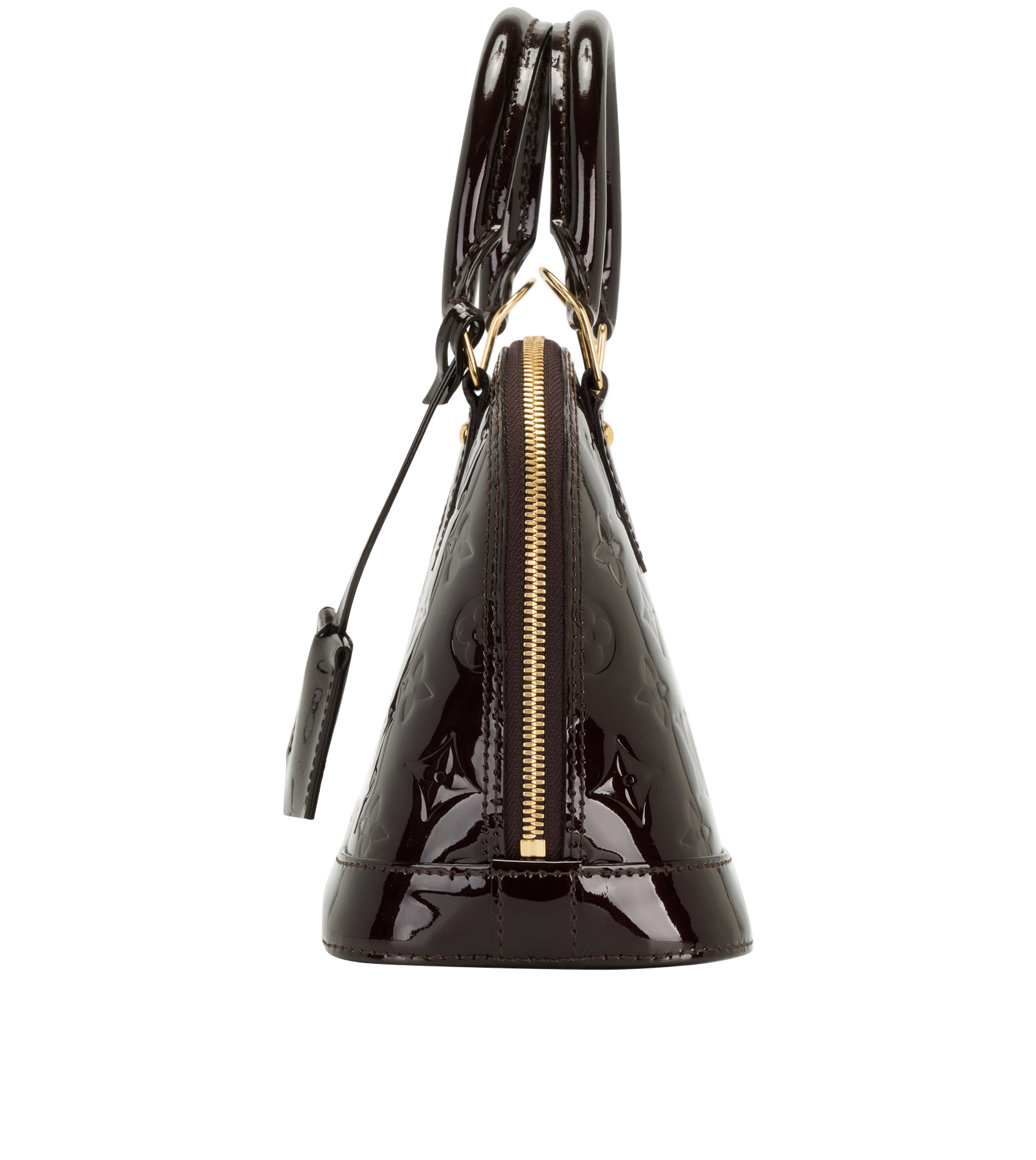 Alma BB, &pound;850, Handbags, Burgundy, Patent Leather, Bottom view